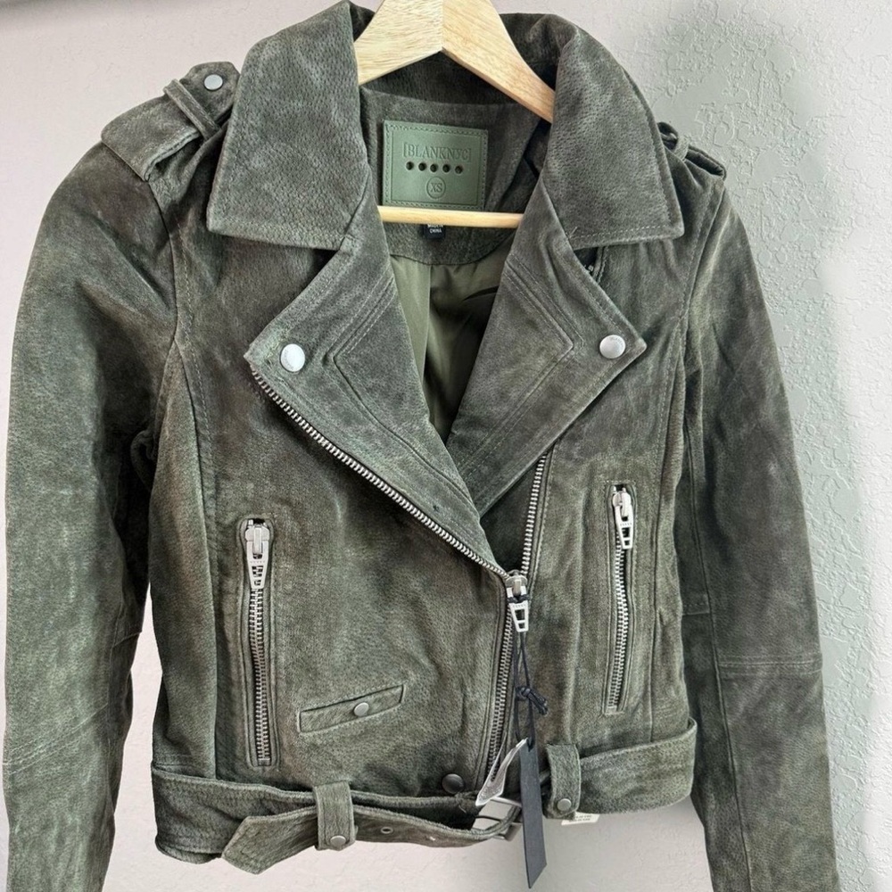 Blank NYC Dark Olive Leather Jacket